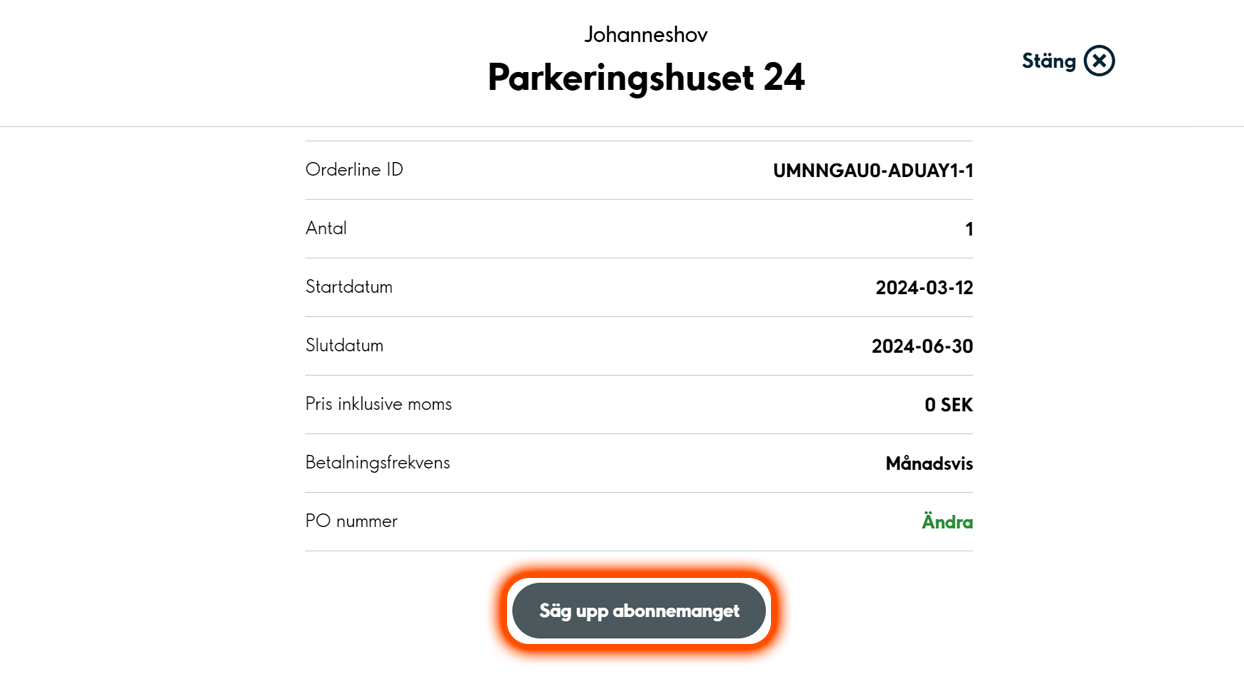 bild av inloggat läge, avsluta parkering