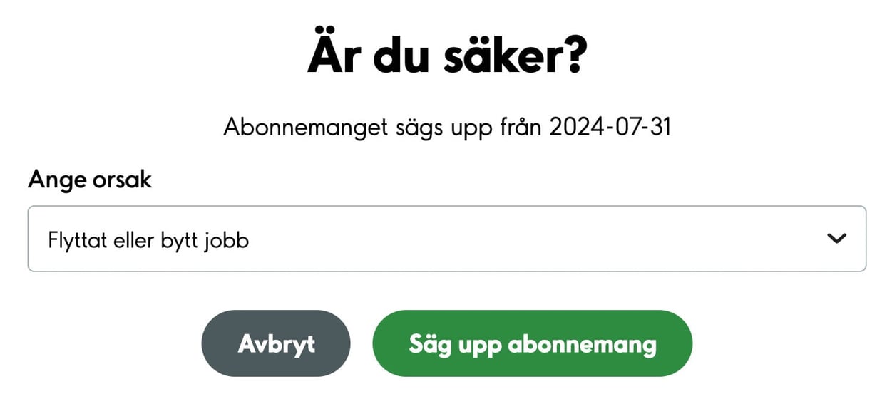 Säga upp abonnemang Mina Sidor